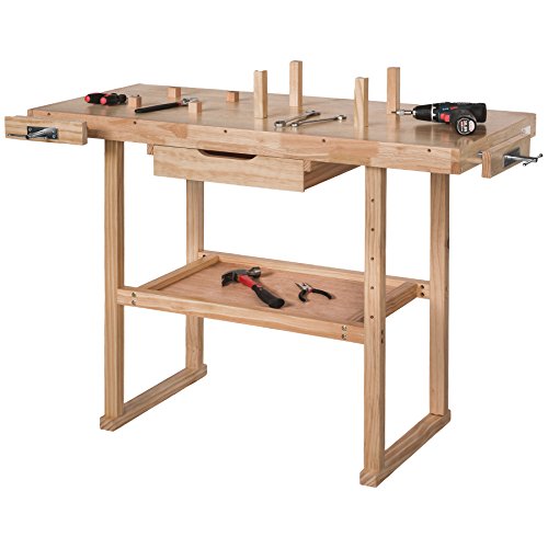 TecTake Workbench 117 x 47,5 x 83 cm Wood Timber Workshop Wooden Work Working Bench Table by TecTake - 5