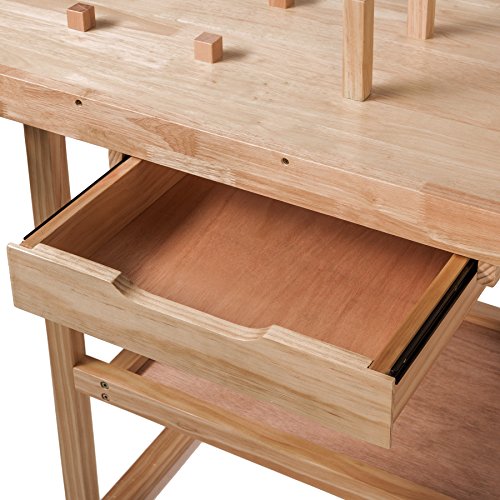 TecTake Workbench 117 x 47,5 x 83 cm Wood Timber Workshop Wooden Work Working Bench Table by TecTake - 7